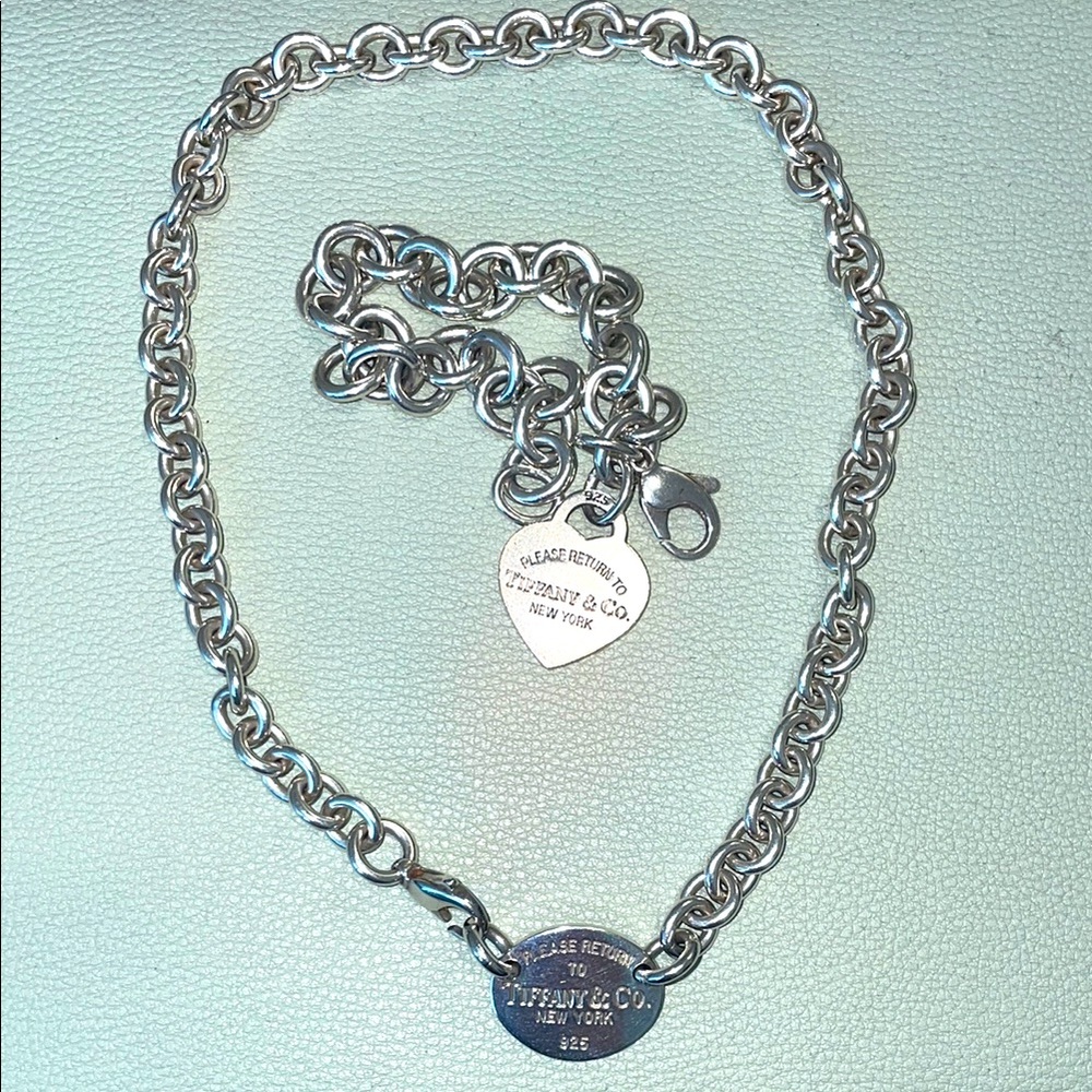 Tiffany & Co. Silver Heart Tag Necklace and bracelet